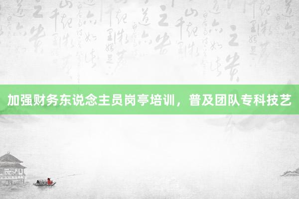 加强财务东说念主员岗亭培训，普及团队专科技艺