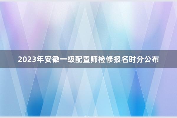 2023年安徽一级配置师检修报名时分公布