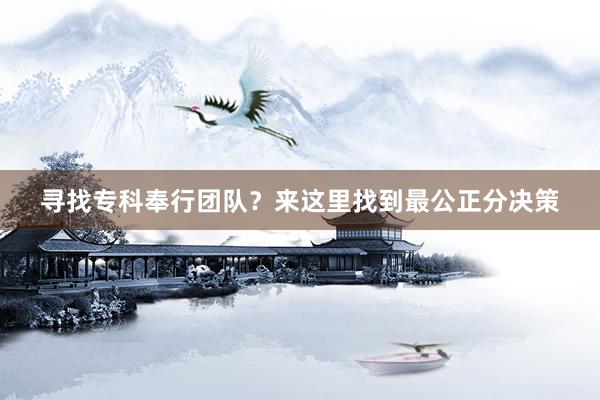 寻找专科奉行团队？来这里找到最公正分决策